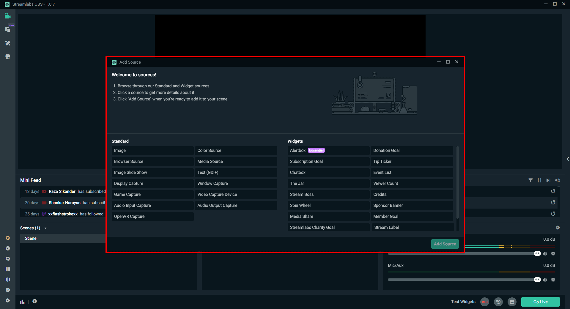 Streamlabs OBS Add Source