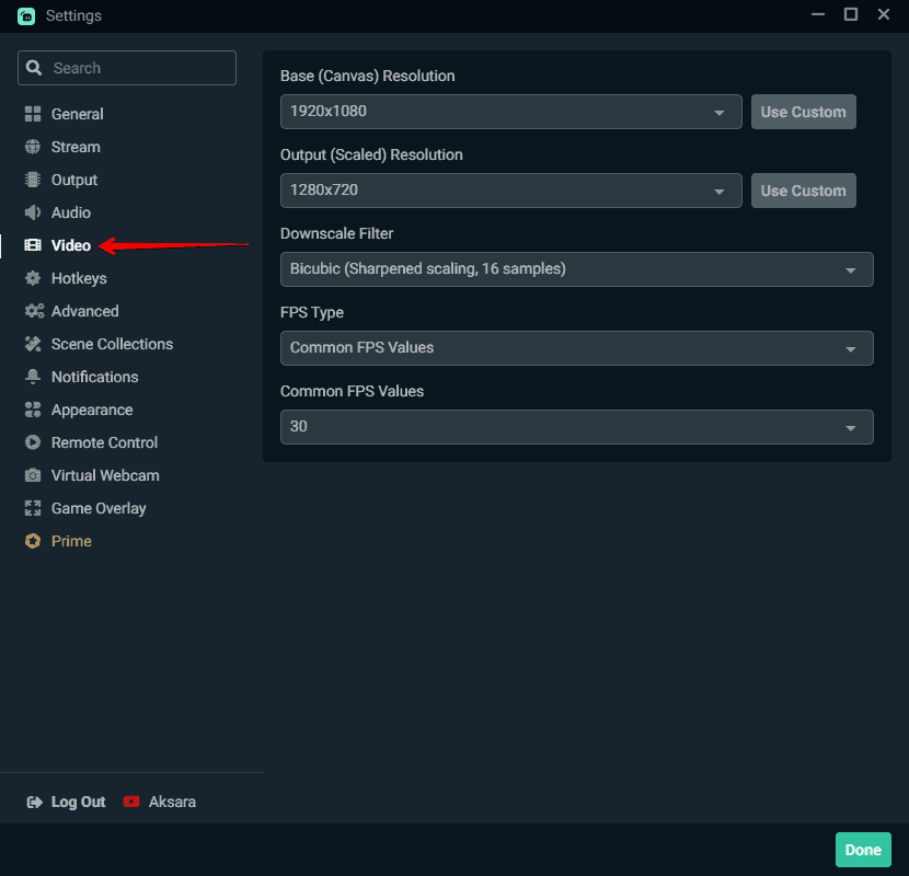 best settings for streamlabs