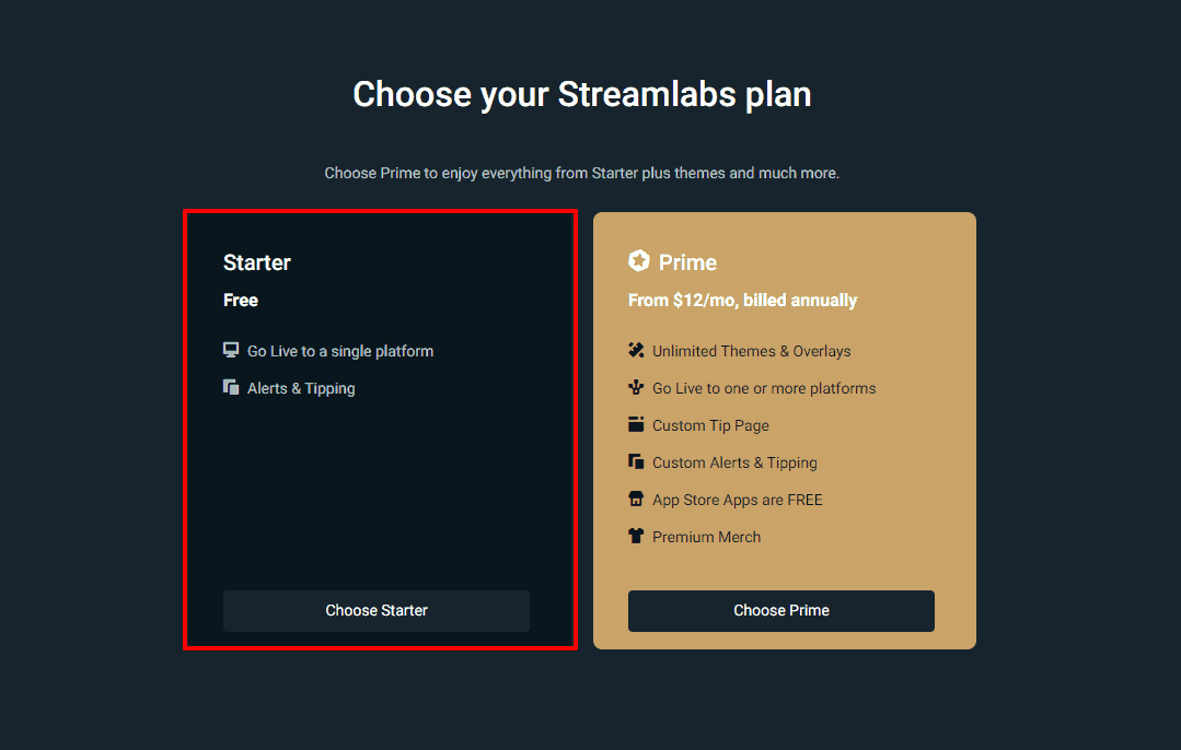 Streamlabs Plan Free And Paid Premium