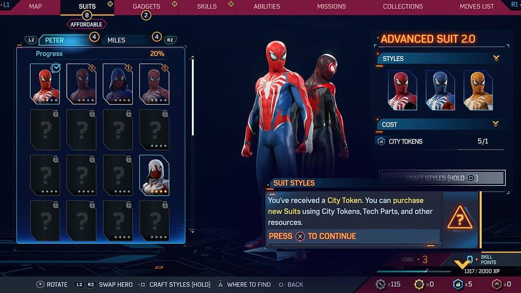 How to Unlock Spider Man 2 Suits Tab