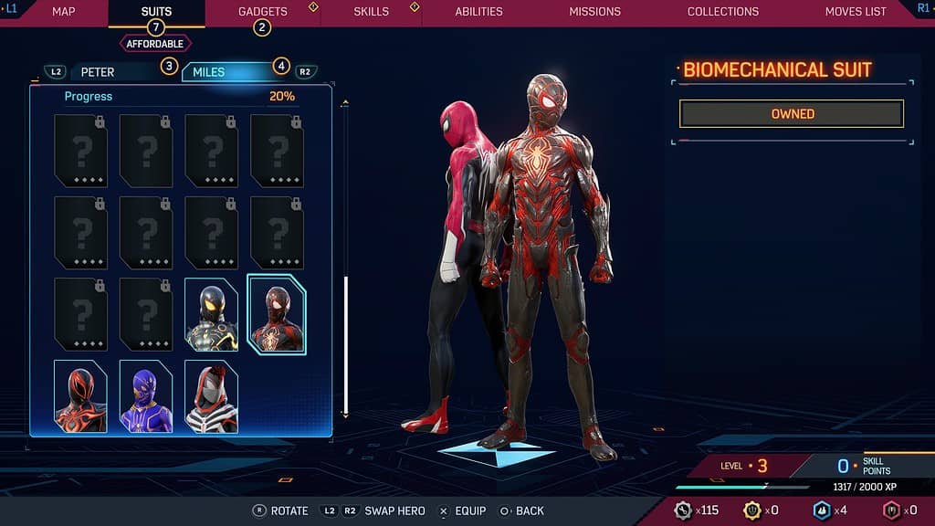 Spider Man 2 Miles Morales Biomechanical Suit